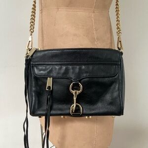REBECCA MINKOFF M.A.C. black leather crossbody convertible clutch